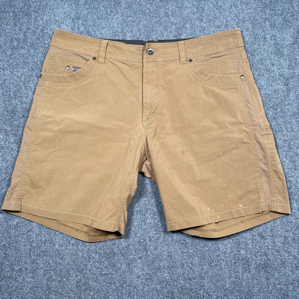 Kuhl 7 Pocket Cargo Shorts Men Size 38 x 8" Beige Paint Splatter
